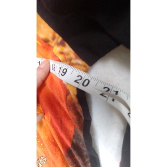 Halloween Pumpkin Rhinestone Top – Ongue Casual L Black 3/4 Sleeve Fall Shirt - Picture 6 of 9